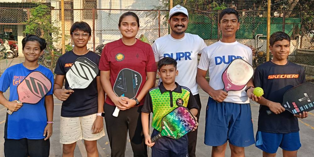 Pickleball game with students